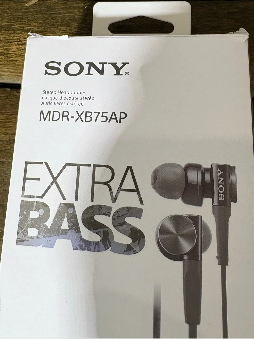 NEW Sony MDR-XB75AP Extra Bass In-Ear Headphones In Black
